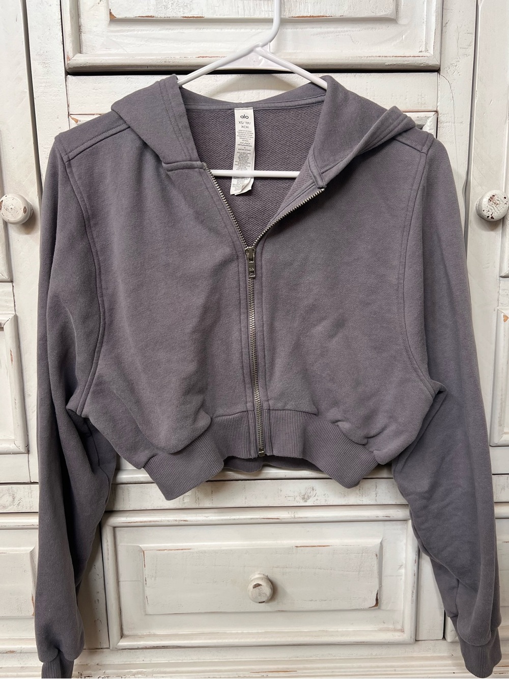 ALO Breakaway Cropped full zip Hoodie  Lavender Gray Fog Size XS